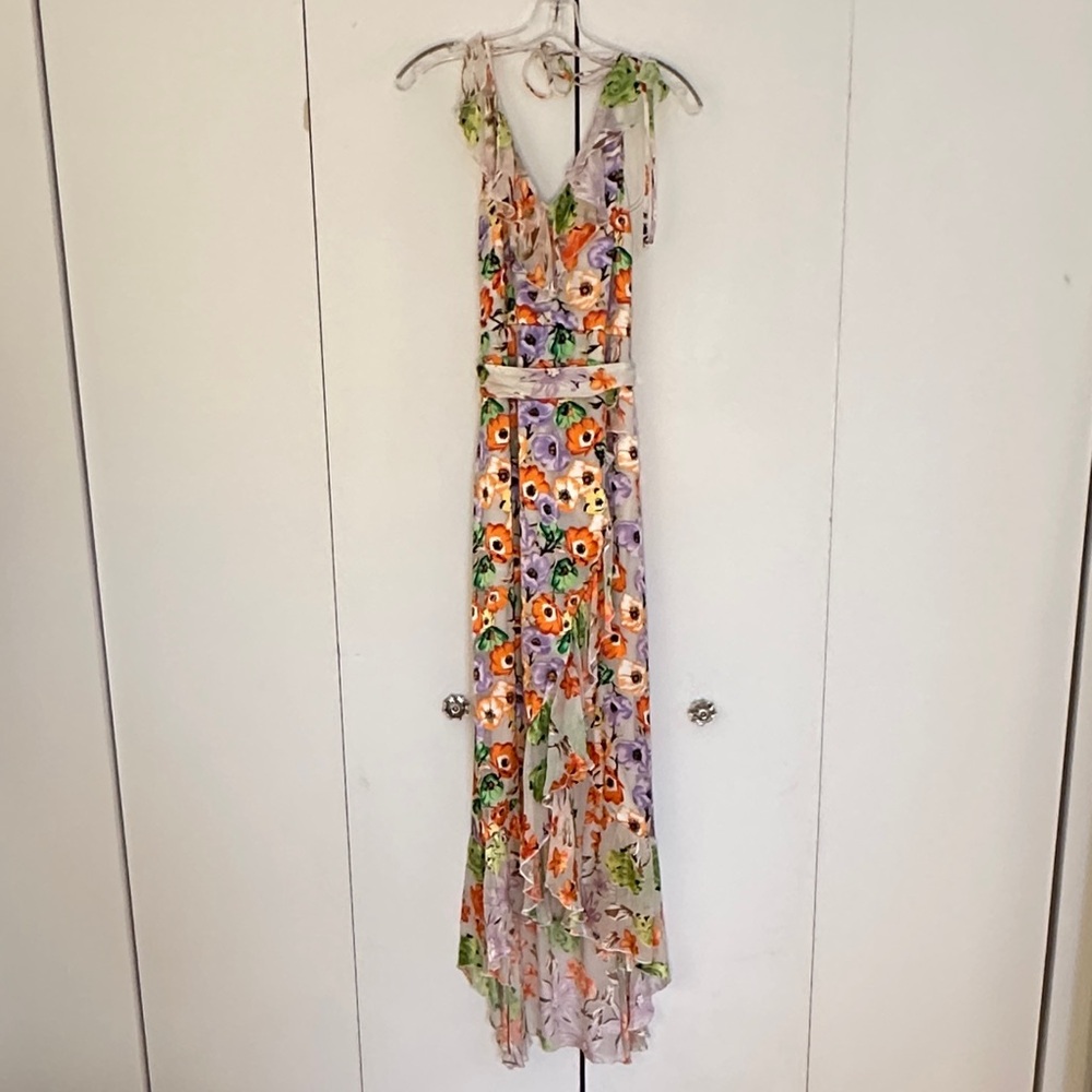 Alice + Olivia Silk Floral Backless Dress Size 6